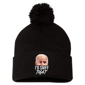 I'd Sniff That Funny Joe Biden Pom Pom 12in Knit Beanie