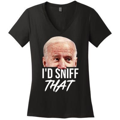 I'd Sniff That Funny Joe Biden Women's V-Neck T-Shirt