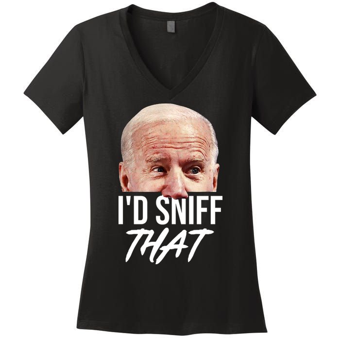 I'd Sniff That Funny Joe Biden Women's V-Neck T-Shirt