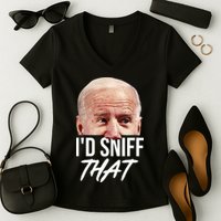 I'd Sniff That Funny Joe Biden Women's V-Neck T-Shirt