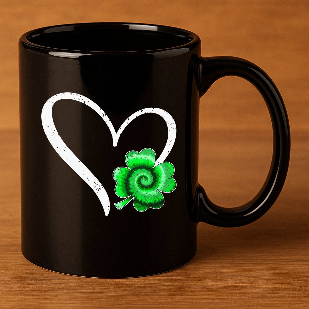 Irish Shamrock Tie Dye Happy St Patricks Day Go Lucky 11oz C Handle Ceramic Mug