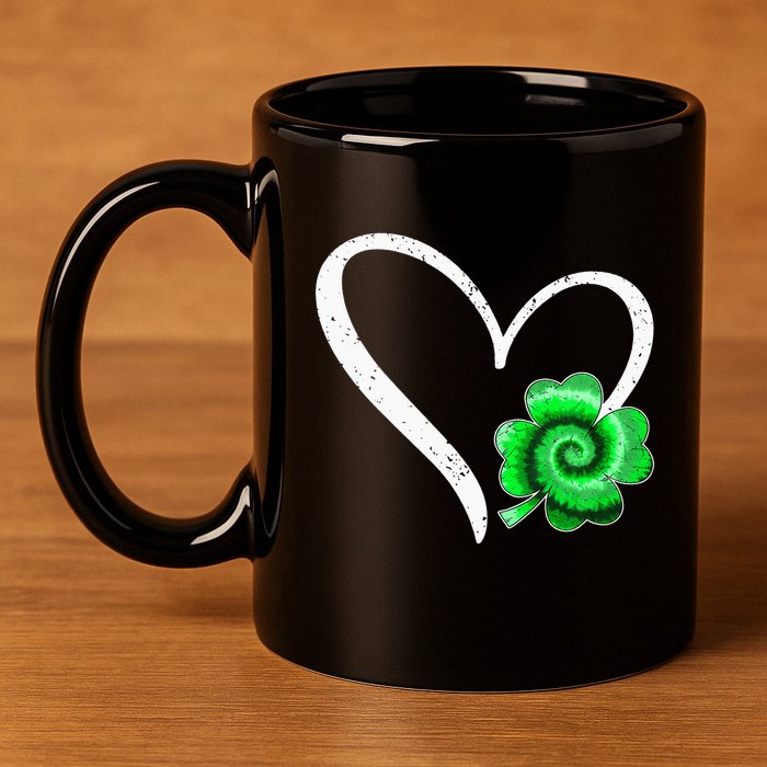 Irish Shamrock Tie Dye Happy St Patricks Day Go Lucky 11oz C Handle Ceramic Mug