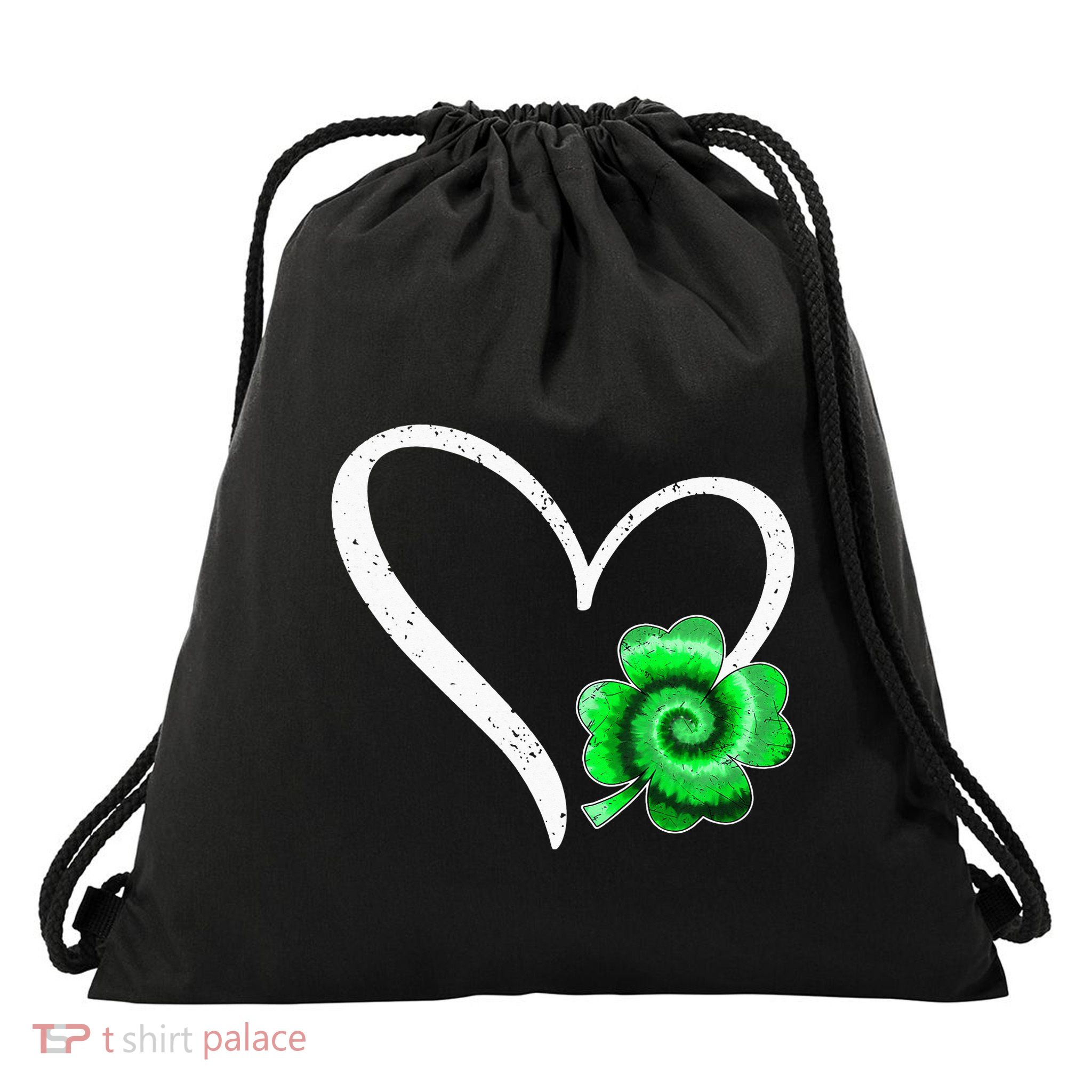 Irish Shamrock Tie Dye Happy St Patricks Day Go Lucky Drawstring Bag