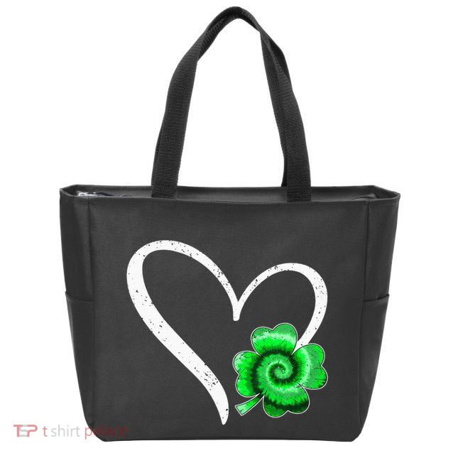 Irish Shamrock Tie Dye Happy St Patricks Day Go Lucky Zip Tote Bag