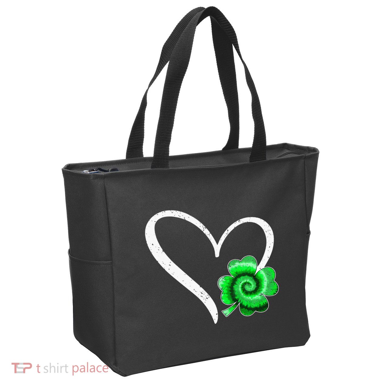 Irish Shamrock Tie Dye Happy St Patricks Day Go Lucky Zip Tote Bag