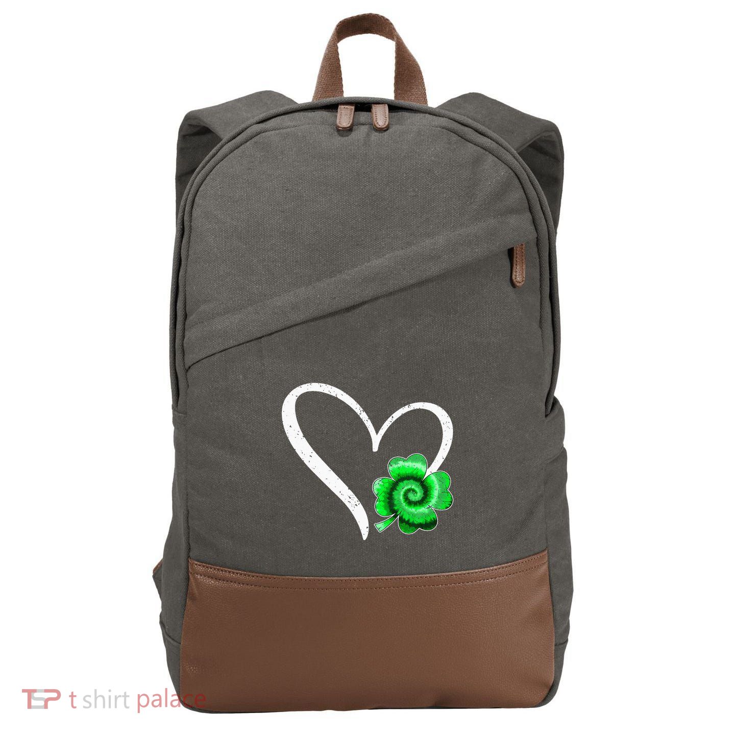 Irish Shamrock Tie Dye Happy St Patricks Day Go Lucky Cotton Canvas Backpack
