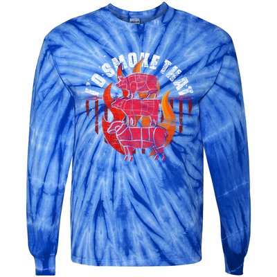 Id Smoke That Meat Lover Grilling Barbecue Funny Bbq Cool Gift Tie-Dye Long Sleeve Shirt