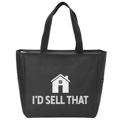 ID Sell That Funny Realtor Real Estate Agent Zip Tote Bag