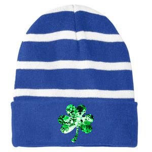 Irish Shamrock Tie Dye Happy St Patrick's Day Go Lucky Gift Striped Beanie with Solid Band