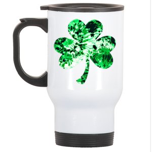 Irish Shamrock Tie Dye Happy St Patrick's Day Go Lucky Gift Stainless Steel Travel Mug