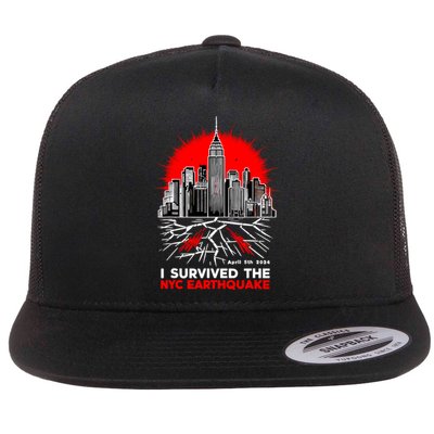 I Survived The Nyc Earthquake 2024 Flat Bill Trucker Hat