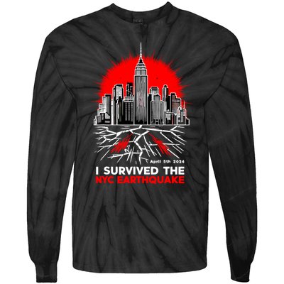 I Survived The Nyc Earthquake 2024 Tie-Dye Long Sleeve Shirt