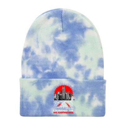 I Survived The Nyc Earthquake 2024 Tie Dye 12in Knit Beanie