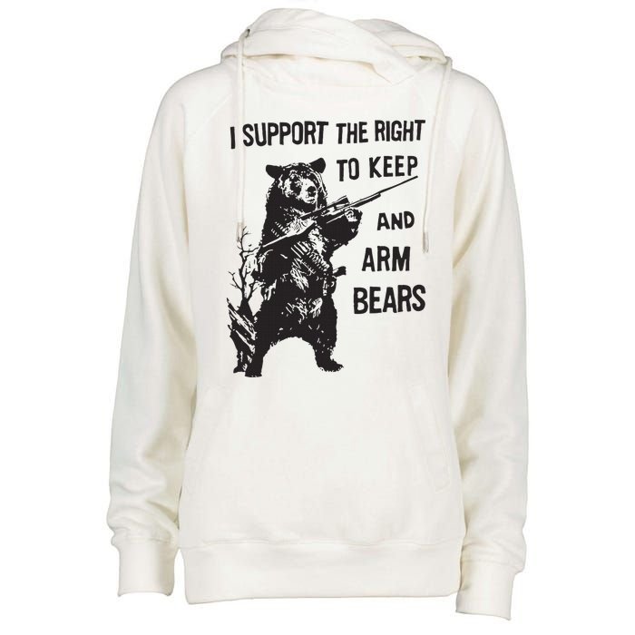 I Support The Right To Keep And Arm Bear Funny Design Womens Funnel Neck Pullover Hood
