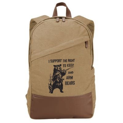 I Support The Right To Keep And Arm Bear Funny Design Cotton Canvas Backpack