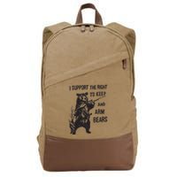 I Support The Right To Keep And Arm Bear Funny Design Cotton Canvas Backpack