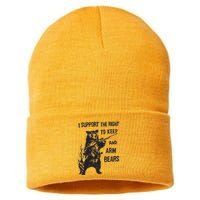 I Support The Right To Keep And Arm Bear Funny Design Sustainable Knit Beanie