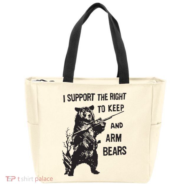 I Support The Right To Keep And Arm Bear Funny Design Zip Tote Bag