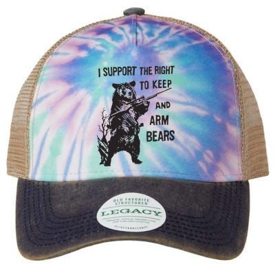 I Support The Right To Keep And Arm Bear Funny Design Legacy Tie Dye Trucker Hat