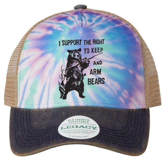 I Support The Right To Keep And Arm Bear Funny Design Legacy Tie Dye Trucker Hat