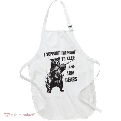 I Support The Right To Keep And Arm Bear Funny Design Full-Length Apron With Pockets