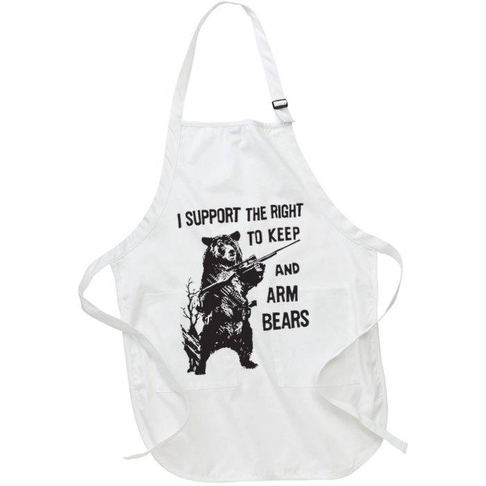 I Support The Right To Keep And Arm Bear Funny Design Full-Length Apron With Pockets