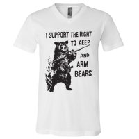 I Support The Right To Keep And Arm Bear Funny Design V-Neck T-Shirt