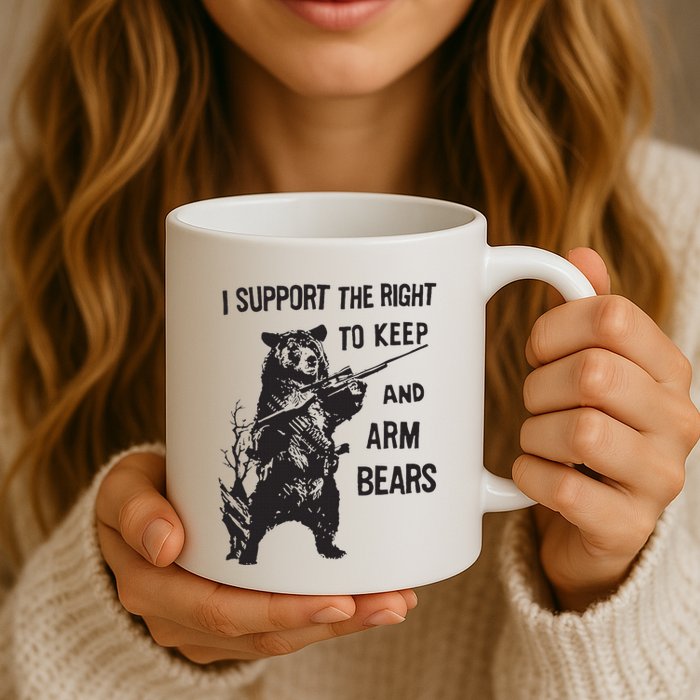 I Support The Right To Keep And Arm Bear Funny Design Mug