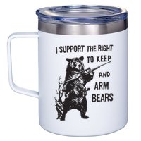 I Support The Right To Keep And Arm Bear Funny Design 12oz Stainless Steel Coffee Mug