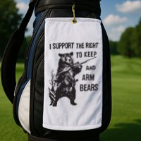 I Support The Right To Keep And Arm Bear Funny Design Golf Towel