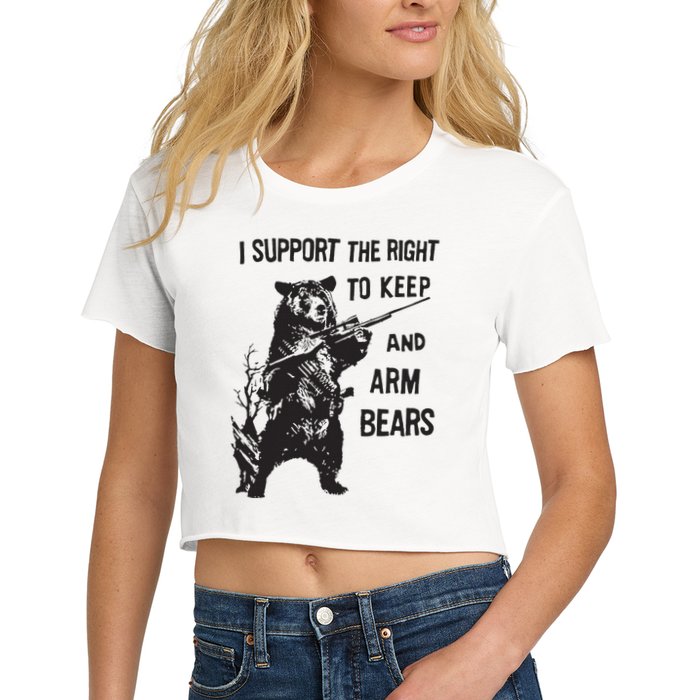 I Support The Right To Keep And Arm Bear Funny Design Crop Top