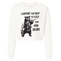 I Support The Right To Keep And Arm Bear Funny Design Cropped Pullover Crew