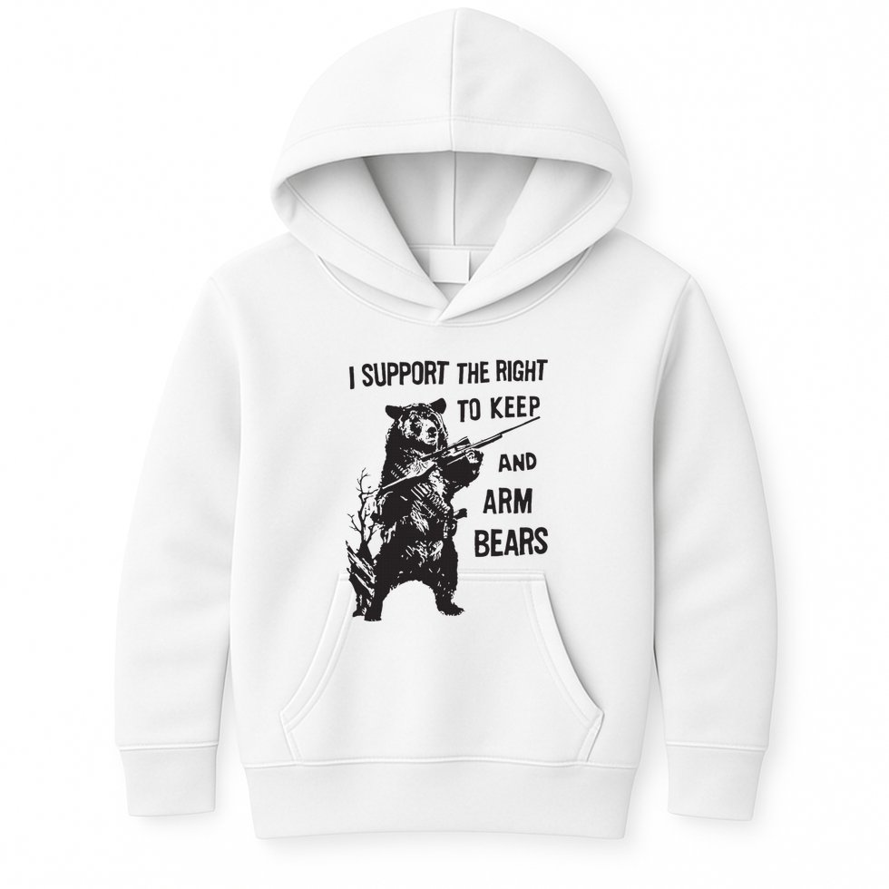 I Support The Right To Keep And Arm Bear Funny Design Kids Hoodie