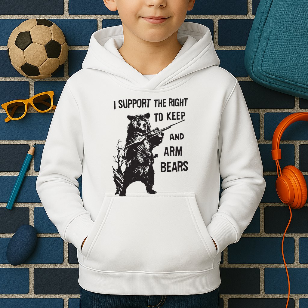 I Support The Right To Keep And Arm Bear Funny Design Kids Hoodie