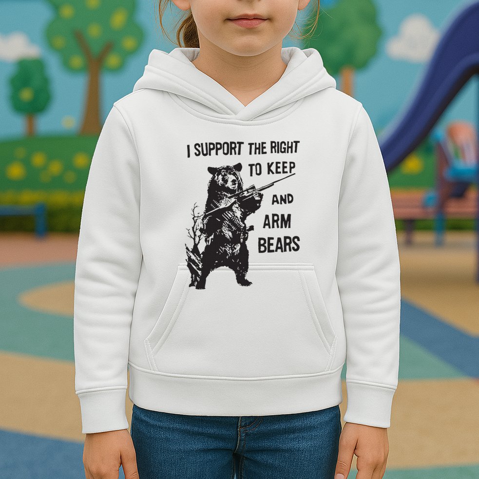 I Support The Right To Keep And Arm Bear Funny Design Kids Hoodie