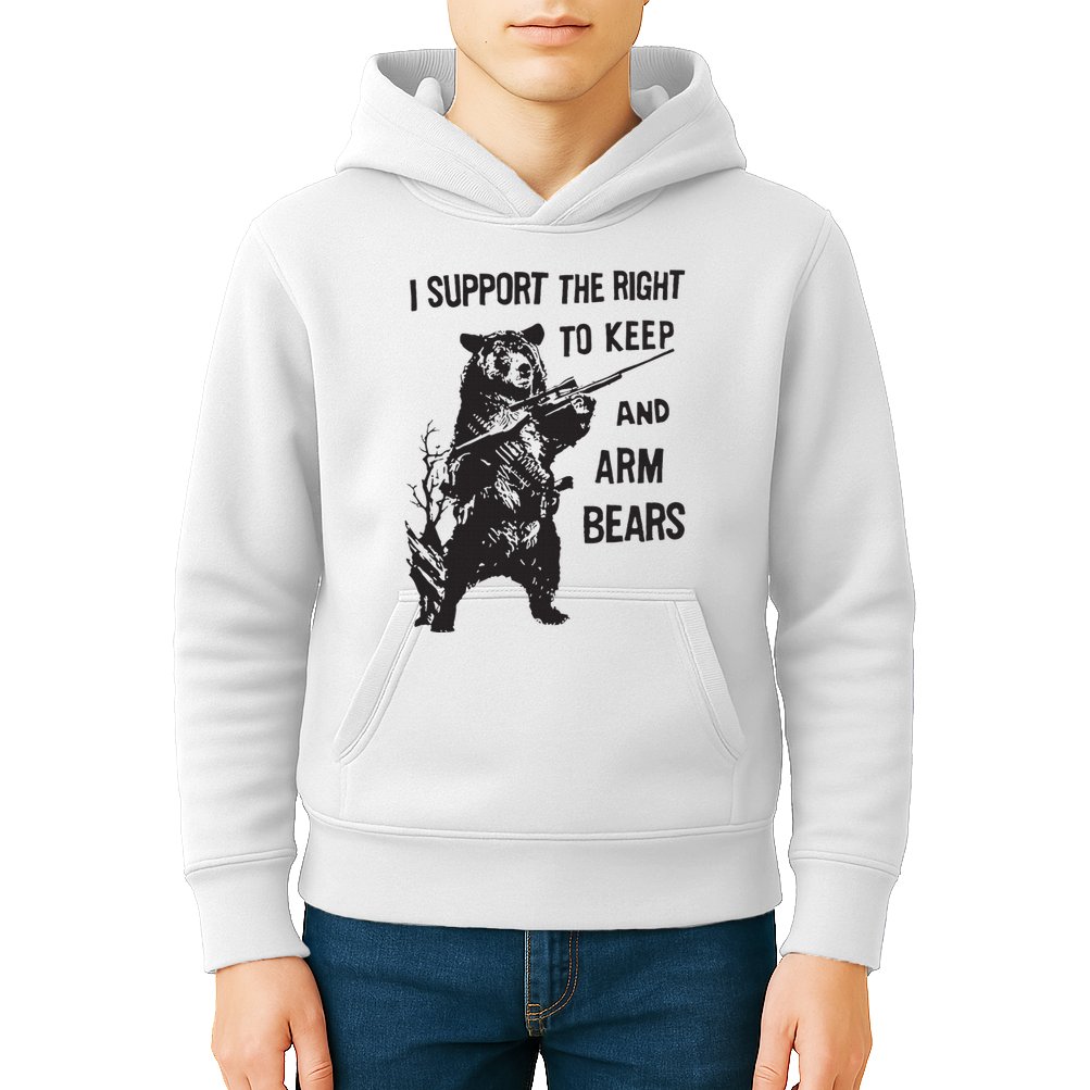 I Support The Right To Keep And Arm Bear Funny Design Kids Hoodie