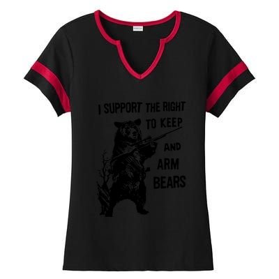 I Support The Right To Arm Bears T Shirt Funny Hunting T Shirt Saying Ladies Halftime Notch Neck Tee