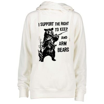 I Support The Right To Arm Bears T Shirt Funny Hunting T Shirt Saying Womens Funnel Neck Pullover Hood