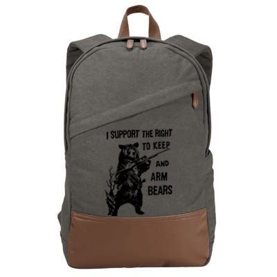 I Support The Right To Arm Bears T Shirt Funny Hunting T Shirt Saying Cotton Canvas Backpack