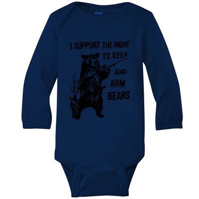 I Support The Right To Arm Bears T Shirt Funny Hunting T Shirt Saying Baby Long Sleeve Bodysuit