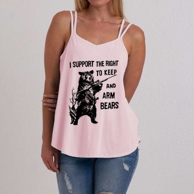 I Support The Right To Arm Bears T Shirt Funny Hunting T Shirt Saying Women's Strappy Tank