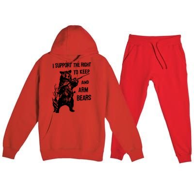 I Support The Right To Arm Bears T Shirt Funny Hunting T Shirt Saying Premium Hooded Sweatsuit Set