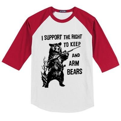 I Support The Right To Arm Bears T Shirt Funny Hunting T Shirt Saying Kids Colorblock Raglan Jersey