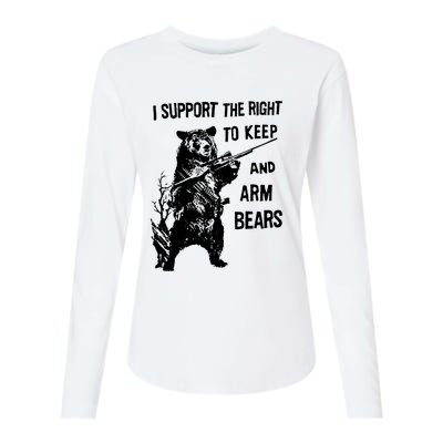 I Support The Right To Arm Bears T Shirt Funny Hunting T Shirt Saying Womens Cotton Relaxed Long Sleeve T-Shirt