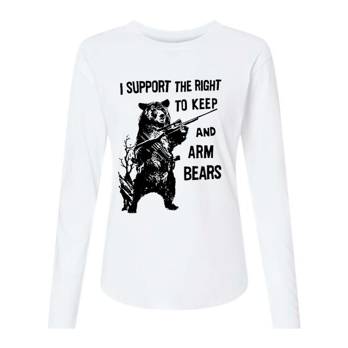 I Support The Right To Arm Bears T Shirt Funny Hunting T Shirt Saying Womens Cotton Relaxed Long Sleeve T-Shirt