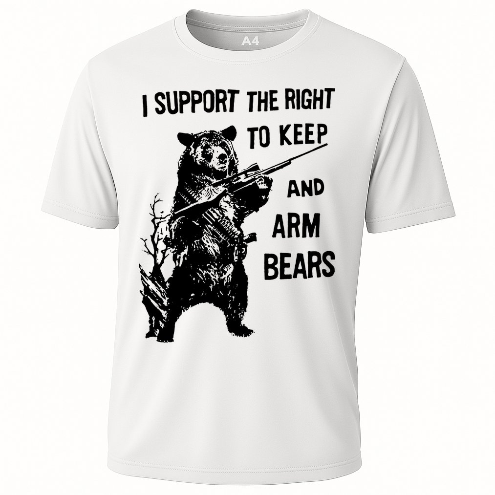 I Support The Right To Arm Bears T Shirt Funny Hunting T Shirt Saying Cooling Performance Crew T-Shirt