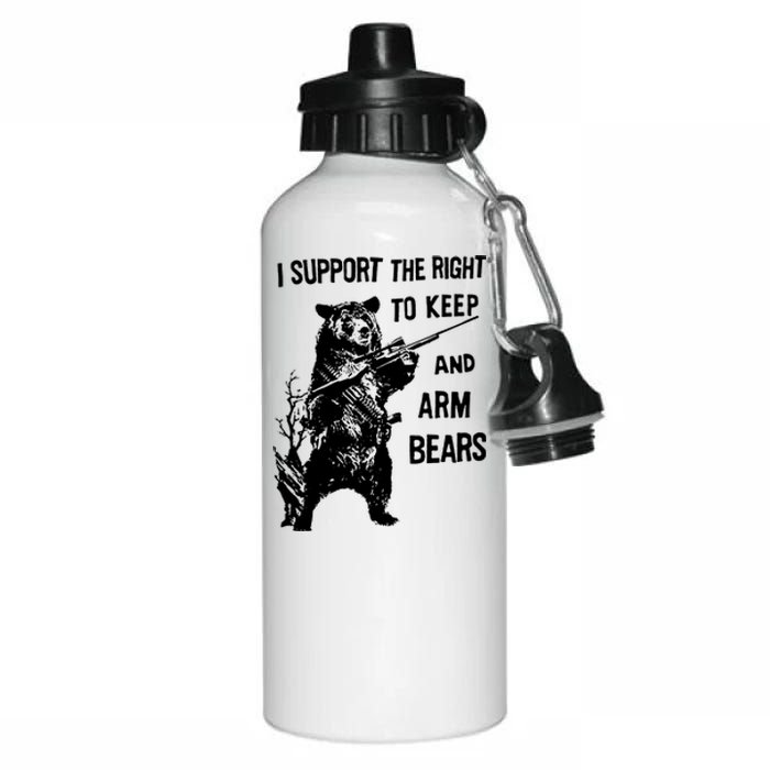 I Support The Right To Arm Bears T Shirt Funny Hunting T Shirt Saying Aluminum Water Bottle