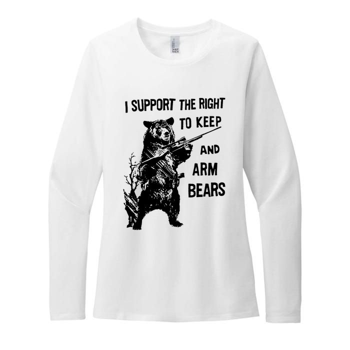 I Support The Right To Arm Bears T Shirt Funny Hunting T Shirt Saying Womens CVC Long Sleeve Shirt