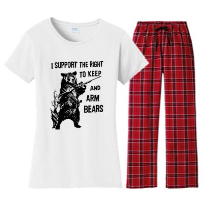 I Support The Right To Arm Bears T Shirt Funny Hunting T Shirt Saying Women's Flannel Pajama Set