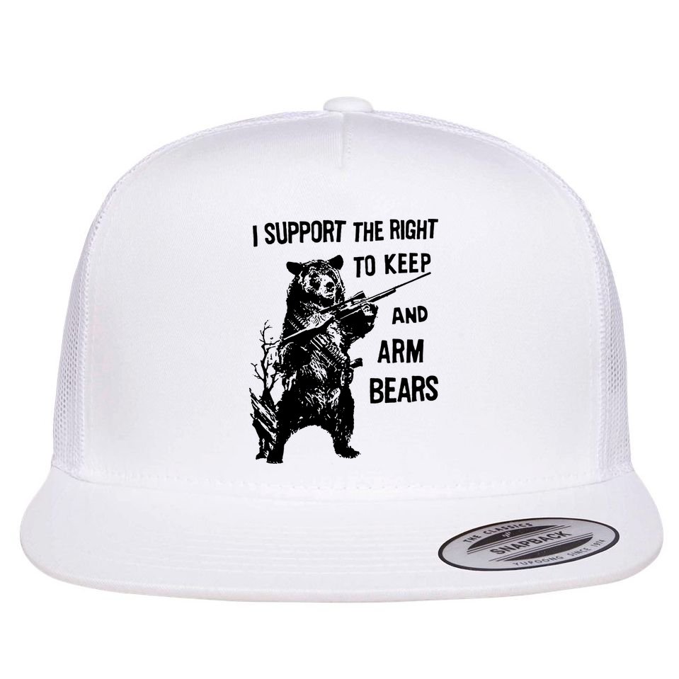 I Support The Right To Arm Bears T Shirt Funny Hunting T Shirt Saying Flat Bill Trucker Hat